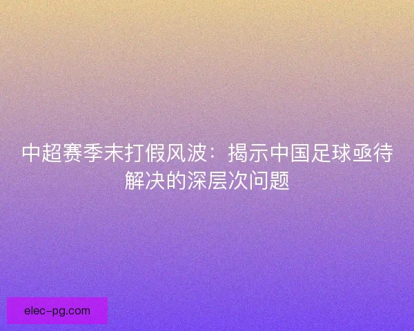 中超赛季末打假风波：揭示中国足球亟待解决的深层次问题